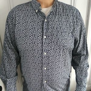 Navy button up with Coral print XXL